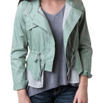 Daytrip Buckle Sage Green Canvas Jacket Collared Layered Cotton Photo 0