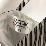 SEEK the Label  Womens Romper Keyhole Bow V Neck Striped  Black White XS Photo 2