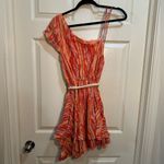 Free People Women’s  Mini Dress Rope Tie Ruffle Hem Orange Stripe Size Medium Photo 3