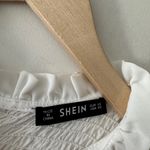 SheIn  White Smocked Puff Long Sleeve White High Neck Top Photo 4