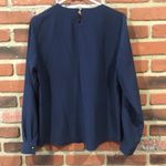 None Women's Blue Blouse sz 4 Navy Blue Studded Embellished blouse Sz 4 Pleated Photo 4
