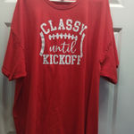 Gildan Classy Until Kickoff Size 3XL Unisex Football Red  Cotton Graphic T-Shirt Photo 0