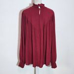 Chic Soul  Burgundy Embroidered Boho Blouse NWOT Size 1X Oxblood Embroidered Top Photo 4