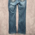 None 017. Blue Embroidered Stud Rhinestone Straight Leg Stitch Denim Pants Jeans 10 Photo 5