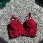 Elegant Red Lace Crop Top Photo 1