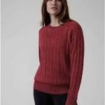 Athleta Crossroads Crew Sweater Small Decadent Red Metallic Knit Top Holiday Photo 4