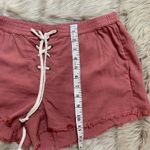 Aerie Lace Up Distressed Frayed Beach Shorts Mauve Medium Photo 5