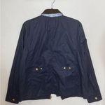 J. Crew Navy Coated Utility Chore Jacket with Brown Collar Blue Size M Photo 1