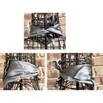 Vintage Neck Scarf Silver Black Floral Art Deco Hand Rolled Hem Korea Co… Photo 3