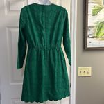 J.Crew Green Lined Eyelet Long Sleeve Dress- with Scalloped Details-Size 4-NEW Photo 7