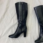 NEW 90s Style Black Faux Leather Slouchy Knee High Heel Elegant Glam Boots 8.5 Photo 3