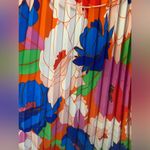 Sam Edelman Retro Bold Floral Multicolor Pleated Midi Flowy Dress Belted L Photo 13