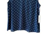 Nine Britton  Navy White Polka Dot V-Neck Classic Swing Tank Top SZ L # 1883 Photo 2