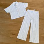 LOFT Beach Wide Leg Pants and Top Pointelle Size M White Size M Photo 0