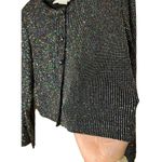 Ronni Nicole  by Ouida Black Metallic Shimmer Button Up Cropped Cardigan 10P Photo 2