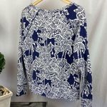 Lilly Pulitzer Blue & White Zebra Print Long Sleeve Sweatshirt Tee T Shirt Top L Photo 1