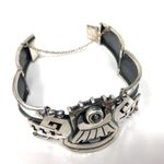 Sterling Silver TAXCO Aztec cuff bracelet, 62g Photo 5