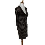 Bailey 44 Striped Bodycon Dress Small‎ Brown Black 34 Sleeve Office Stretch Photo 1