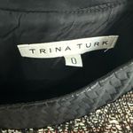 Trina Turk   Tweed Sleeveless Sheath Dress Black Brown Cream Leather Trim Size 0 Photo 5