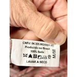 Adriana Degreas Leaf Print Silk Puff Sleeve Ruffle Trim Wide Leg Jumpsuit Pink M Size M Photo 3