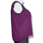 Merona  Womens T Shirt Blouse Top Sheer Lace Shoulders Shirt Cap Sleeves Purple Photo 1