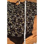 Free People  Dessa Bodysuit Sz Small Black Ditsy Floral Puff Sleeve Mesh Tie Back Photo 13