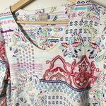 Chico's  Womens Shirt Large Allover Print Floral Slub Knit 3/4 Sleeve Artsy Spring Photo 5