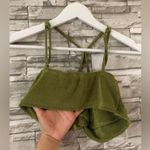 SheIn  || Two Piece Set Solid Green Strappy Top High Slit Skirt SZ Small Photo 6