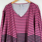 Catherines  Sweater Blouse Womens 4X Pink Black Striped 3/4 Sleeve Two-Fer Modern Photo 2