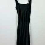 ZARA Satin Slip Dress Midi Black Viscose Draped V Neck Minimalist Classic S NWT Photo 8