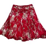 ICE Vintage 100% Silk Midi Skirt WhimsyGoth 90s Y2K Fairy Floral Red Size 12 Photo 0