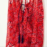 Tokyo Darling  Red Paisley Ruffle Keyhole Blouse! Photo 5