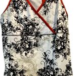 Tek Gear  white black red workout top activewear - floral design - size medium Photo 1