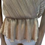 Gianni Bini gold pleated blouse. V-Neck Long sleeves. Size:XS Photo 4