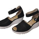 Fly London Yake Leather Wedge Sandals in Black– Size 41 (US 10-10.5) – EUC Photo 0