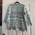 DANA SCOTT WOMEN LARGE FLORAL SWEATER PASTEL cottage vintage‎ winter white blue Photo 0