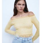 ZARA NWOT   KNIT AND ORGANZA SWEATER TOP CROP YELLOW MEDIUM Photo 0