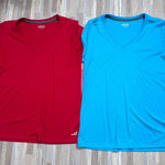 Bcg Shirt Bundle!! (2) V-Neck T-Shirts, Red & Blue Women's Large Photo 0