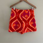 ZARA  Hot Pink Fuschia Orange Geometric Printed High Waisted Pleated Skort Size M Photo 1