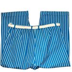 Lauren Ralph Lauren dark aqua blue Capri cuffed pants with white stripes… Size 12 Photo 4