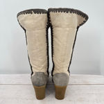 Vintage Y2K 90s American Eagle Wedge Heel Faux Suede Boots Crochet Midcalf Boho Gray Size 6.5 Photo 7