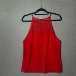 DKNY Top Womens L Red Poppy Sleeveless Mesh Top Xmas Party Event Casual NEW Photo 4