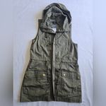 Rue 21  100% Cotton Olive Green Hooded Zip-Up‎ Vest Size S Photo 7