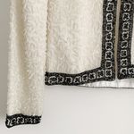 Vintage Ivory Black Sequined Beaded Embroidered Silk Dress Blazer Jacker Small Photo 7