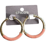 Chico's  Gold and Coral Hoop Earrings Photo 0