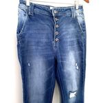 Kancan Sian High Rise Medium Wash Stretchy Button Zip Fringed Flare Jeans 9/28 Blue Photo 8