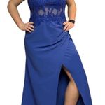 David's Bridal David’s Bridal royal blue lace overlay prom dress Photo 1