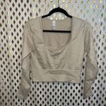 Aerie OFFLINE By Seamless Cable Square Neck long sleeve T-Shirt crop top OAT bei Photo 2