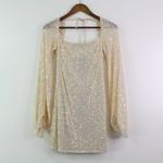Lucy in the Sky  Shantelle Sequin Long Sleeve Mini Dress in Champagne Size M‎ Photo 2