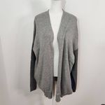 Basil and Lola Gray Cardigan with Sheer Navy Back Size Large Gray Cardigan Blue Photo 3